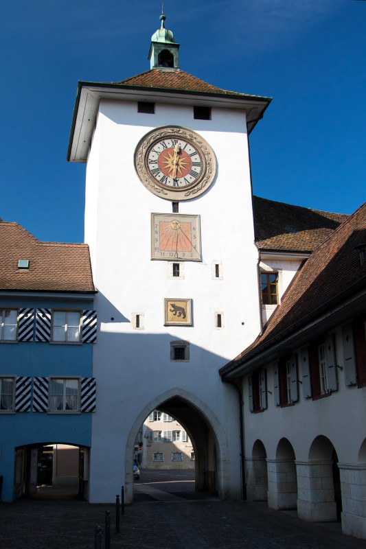 Das Obertor von Laufen, eines der drei gut erhaltenen Stadttore der mittelalterlichen Befestigung